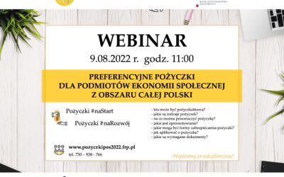 Webinar – Pożyczki Preferencyjne dla Podmiotów Ekonomii Społecznej na START i na ROZWÓJ działalności.